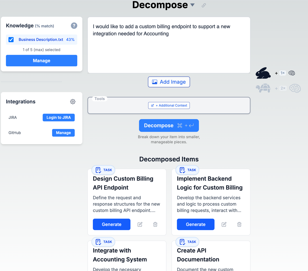 Story decomposition view